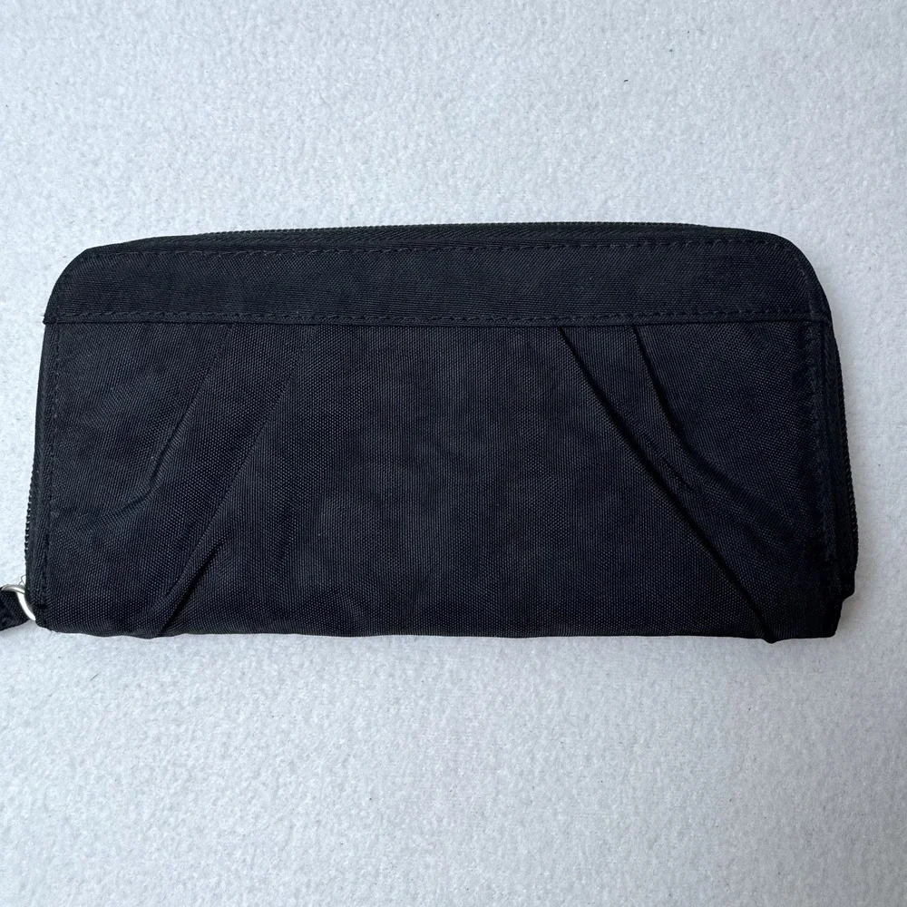 Travelon RFID Blocking Zip Around Nylon Wallet Black Card Slots Coin Pocket ID